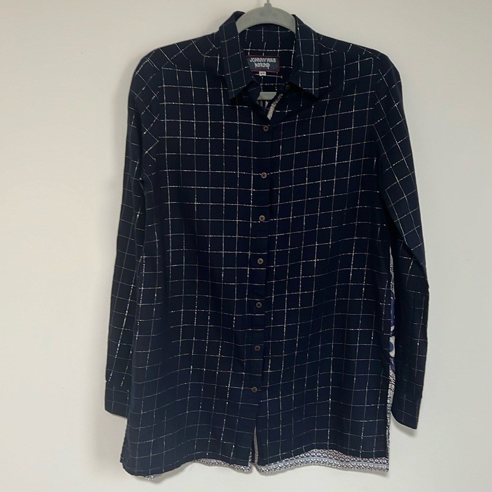 Johnny Was work shop women’s flint scarf back shirt blouse